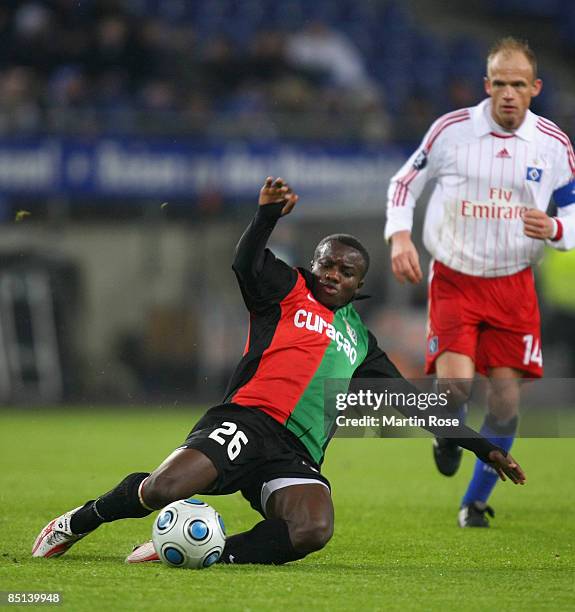 Saidi Ntibazonkiza of Nijmegen in action during the UEFA Cup Round of 32 second leg match between Hamburger SV and NEC Nijmegen at the HSH Nordbank...