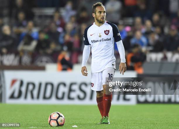 Fernando Belluschi of San Lorenzo looks on during the second leg match between Lanus and San Lorenzo as part of the quarter finals of Copa Conmebol...