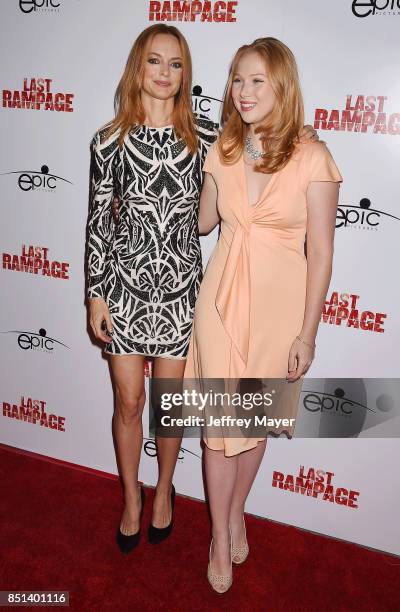 Actors Heather Graham and Molly Quinn attend the Premiere Of Epic Pictures Releasings' 'Last Rampage' at ArcLight Cinemas on September 21, 2017 in...