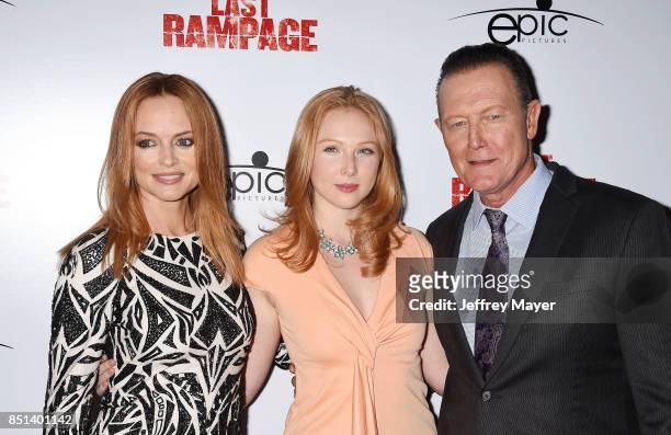 Actors Heather Graham, Molly Quinn and Robert Patrick attend the Premiere Of Epic Pictures Releasings' 'Last Rampage' at ArcLight Cinemas on...