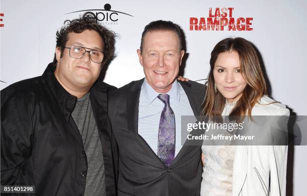 Actors Ari Stidham, Katharine McPhee and Robert Patrick attend the Premiere Of Epic Pictures Releasings' 'Last Rampage' at ArcLight Cinemas on...