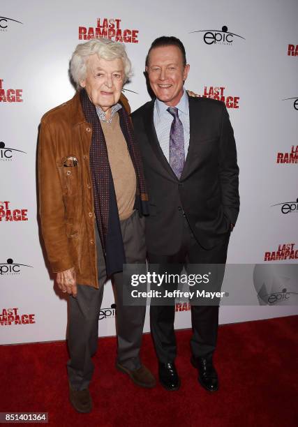 Actors Hal Holbrook and Robert Partrick attend the Premiere Of Epic Pictures Releasings' 'Last Rampage' at ArcLight Cinemas on September 21, 2017 in...