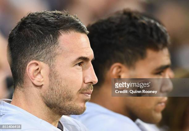 Darius Boyd of the Broncos looks on during the NRL Preliminary Final match between the Melbourne Storm and the Brisbane Broncos at AAMI Park on...