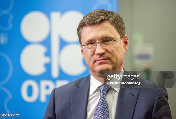 Alexander Novak, Russia's energy minister, looks on during a Bloomberg Television interview at the OPEC Secretariat in Vienna, Austria, on Friday,...