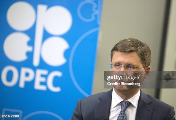 Alexander Novak, Russia's energy minister, looks on during a Bloomberg Television interview at the OPEC Secretariat in Vienna, Austria, on Friday,...