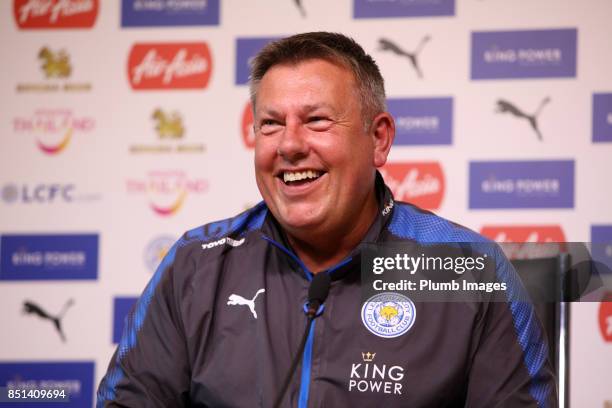 Manager Craig Shakespeare during the Leicester City press conference at King Power Stadium on September 22 , 2017 in Leicester, United Kingdom.