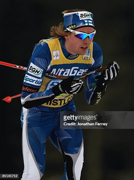 Anssi Koivuranta of Finland skis during day 2 of the FIS Nordic Combined World Cup on January 16, 2009 at the Whistler Olympic Park in Whistler,...