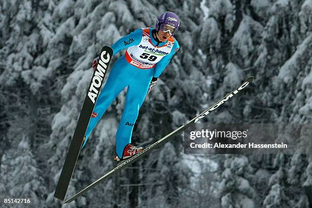Martin Schmitt of Germany jumps during the Men's Ski Jumping Individual 134M Hill first round at the FIS Nordic World Ski Championships 2009 on...