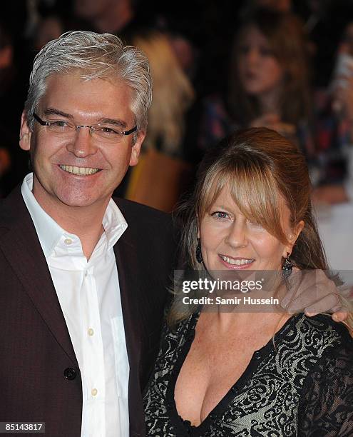 Philip Schofield and wife Stephanie Lowe arrives for the 2009 Brit Awards at Earls Court on February 18, 2009 in London, England.