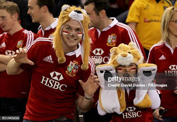British and Irish Lions fans show their support in the stands prior to kick-off
