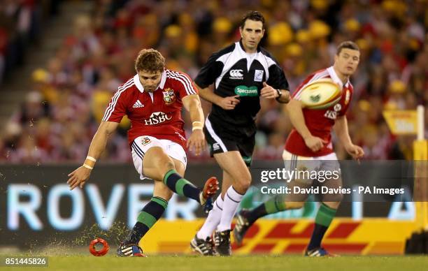 British and Irish Lions' Leigh Halfpenny scores from a penalty kick