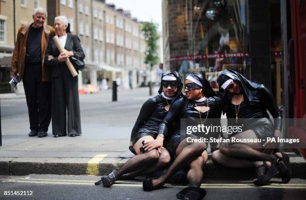 Revellers dressed as nuns take part in the London Pride Parade 2013 in central London.