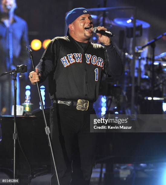 Exclusive* Garth Brooks performs during the "Last Play at Shea" at Shea Stadium on July 16, 2008 in Queens, NY.