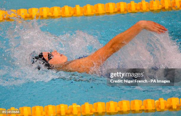 Lauren Quigley set the fastest qualifying time in heat 2 of the Womens Open 50m Backstroke during day five of the British Gas Swimming Championships...