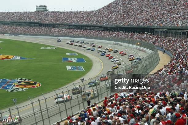 General view of the cars during the Aaron's 499 on April 25, 2004 at the Talladega Speedway in Talladega, Alabama.