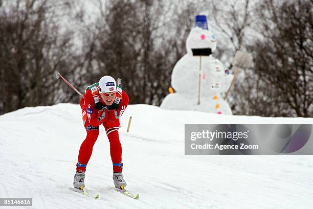 Tore Ruud Hofstad of Norway takes 1st place during the FIS Nordic World Ski Championships Cross Country Men's Mass Start Relay 4x10 KM event on...