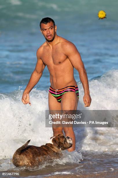 Australia's Kurtley Beale during a recovery session at Coogee Beach, Sydney in Australia.