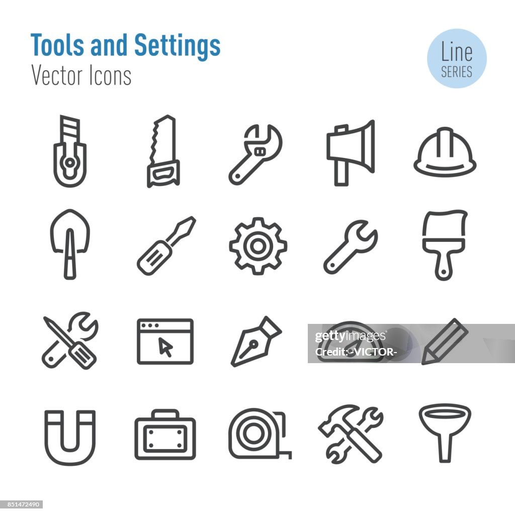 Tools and Settings Icons - Vector Line Series
