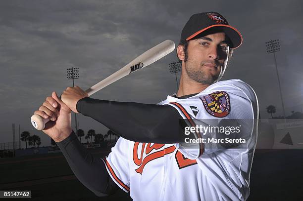 Nick Markakis of the Baltimore Orioles poses during photo day at the Orioles spring training complex on February 23, 2009 in Ft. Lauderdale, Florida.