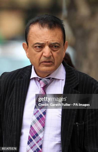 Vinod Hindocha, father of Anni Dewani arrives at Westminster Magistrates Court in London for the extradition hearing of Shrien Dewani who is wanted...