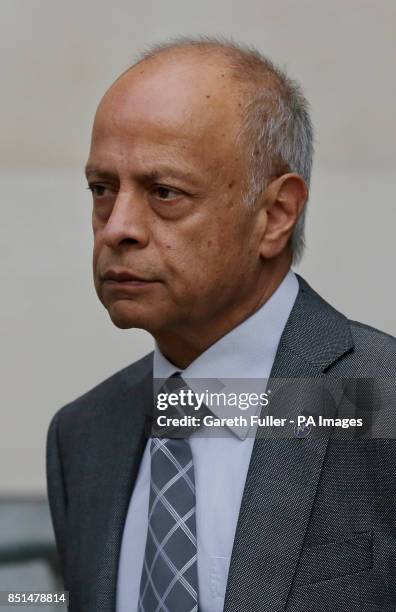 Prakash Dewani leaves Westminster Magistrates Court in London, following the start of the extradition hearing of his son Shrien Dewani who is wanted...