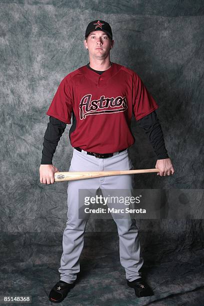 Infielder Chris Johnson of the Houston Astros poses during photo day at Astros spring training complex on February 21, 2009 in Kissimmee, Florida....