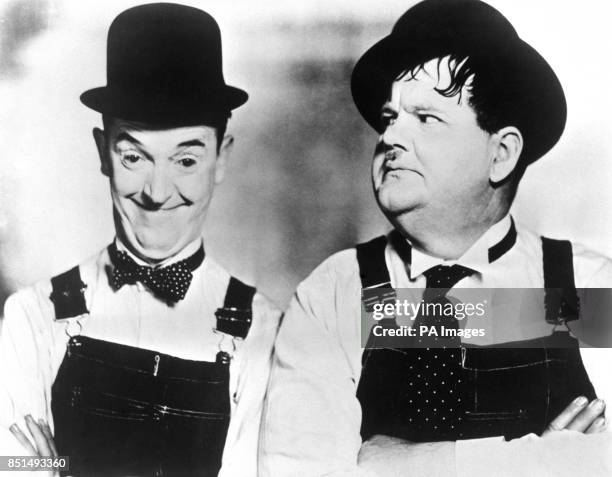 Comedy duo Stan Laurel and Oliver Hardy in the documentary film When Comedy Was King 1960.