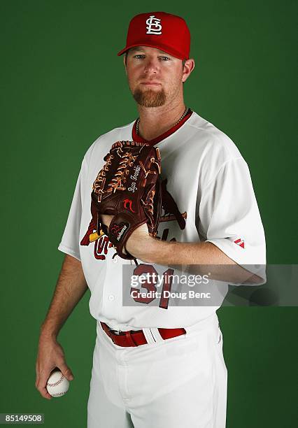 Pitcher Ryan Franklin of the St. Louis Cardinals poses during photo day at Roger Dean Stadium on February 20, 2009 in Jupiter, Florida.