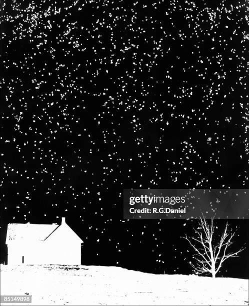 house and "snow" - snowing stock illustrations