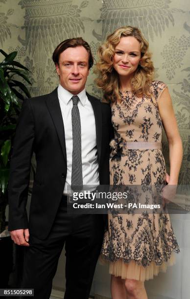 Toby Stephens and Anna-Louise Plowman at the opening night after party for Noel Cowards Private Lives, held at Kettners in London.