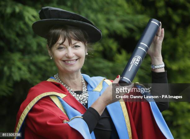Professors Anne Glover receives an honorary degree from Caledonian University during a photocall at the Clyde Auditorium in Glasgow, Scotland.