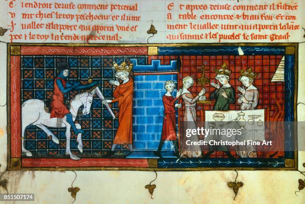 Chretien De Troyes , Perceval and the Fisher King 1181, Paris. Bibliotheque nationale.