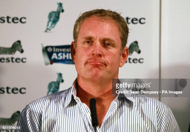 Former Australian cricketer Tom Moody during the press conference at Investec Bank, London.