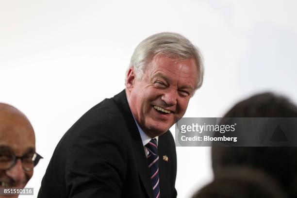 David Davis, U.K. Exiting the European Union secretary, attends a speech by U.K. Prime Minister Theresa May at Complesso Santa Maria Novella in...