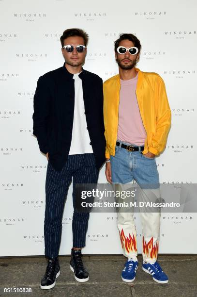 Vittorio Ferrari and Ale Brazzelli attend the Winonah Presentation during Milan Fashion Week Spring/Summer 2018 at on September 22, 2017 in Milan,...