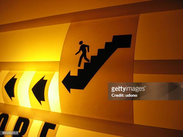 steps sinage - japanese exit sign stock pictures, royalty-free photos & images