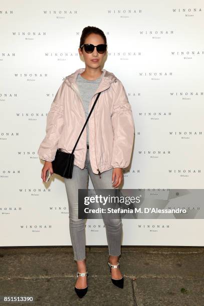 Karina Jong attends the Winonah Presentation during Milan Fashion Week Spring/Summer 2018 at on September 22, 2017 in Milan, Italy.