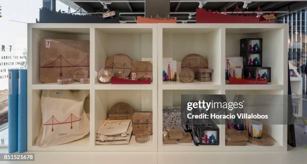 Souvenirs shop of Pier 7 of 25 de Abril bridge, site of the "Experiencia Pilar 7" an interpretive center of the bridge that includes a panoramic...