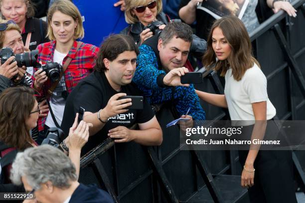 Alicia Vikander attends 'Submergence' photocall during 65th San Sebastian Film Festival on September 22, 2017 in San Sebastian, Spain.