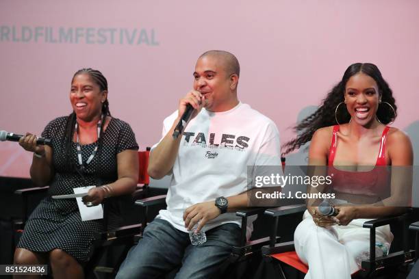 Rose Catherine Pinkney, executive producer Irv Gotti and actress Michelle Mitchenor speak during the QnA at the 21st Annual Urbanworld Film Festival...