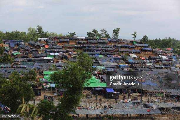 General view of a makeshift camp, used by Rohingya Muslims fled from ongoing military operations in Myanmars Rakhine state, is seen in Teknaff,...