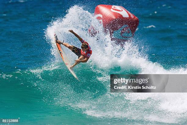 Former ASP World No. 2 Taj Burrow of Australia posted a scintillating performance during round 1 winning his heat with an impressive 16.50 heat score...