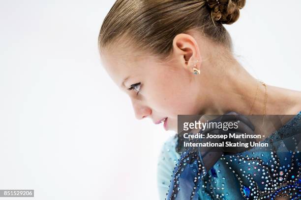 Alexandra Trusova of Russia competes in the Junior Ladies Free Skating during day two of the ISU Junior Grand Prix of Figure Skating at Minsk Arena...