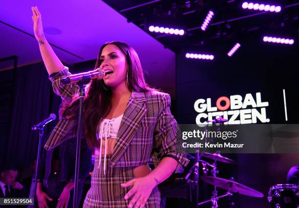 Demi Lovato performs onstage during Global Citizen & Cadillac in Concert - The Accelerator Series: Demi Lovato at Cadillac House on September 21,...