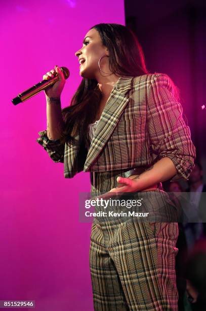 Demi Lovato performs onstage during Global Citizen & Cadillac in Concert - The Accelerator Series: Demi Lovato at Cadillac House on September 21,...