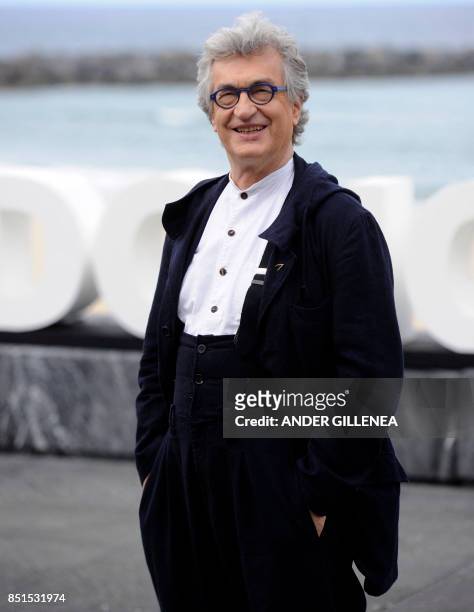 Film director Wim Wenders from Germany poses during a photocall to promote his film "Submergence" during the 65th San Sebastian Film Festival, in the...