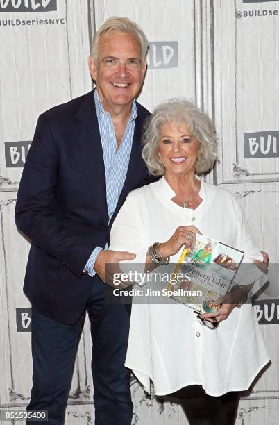 Host Gordon Elliott and chef Paula Deen attend Build to discuss her new cookbook "At The Southern Table With Paula Deen" at Build Studio on September...