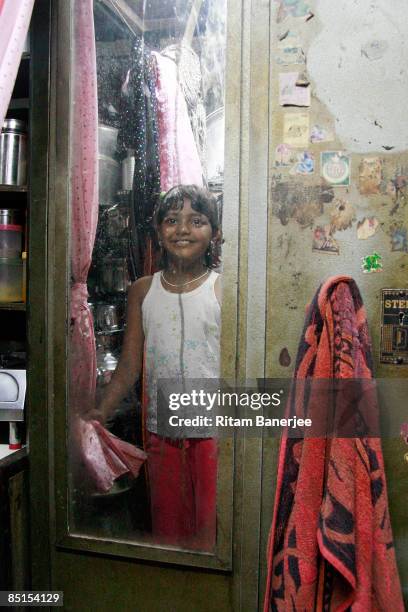 Actor Rubina Ali who starred in the Academy Award-winning film "Slumdog Millionaire," visits her family on February 28, 2009 in suburban Mumbai,...