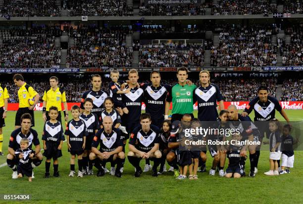 The Melbourne Victory team pose for a teamshot prior to the A-League Grand Final match between the Melbourne Victory and Adelaide United at the...