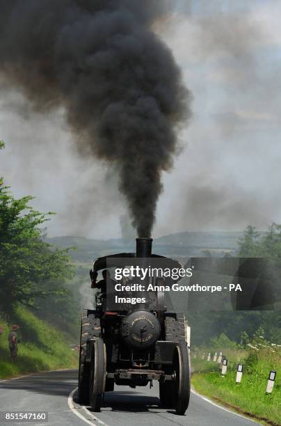 Traction engines make their way through the North Yorkshire Moors on their way to the Duncombe Park Steam Rally taking place this weekend at...
